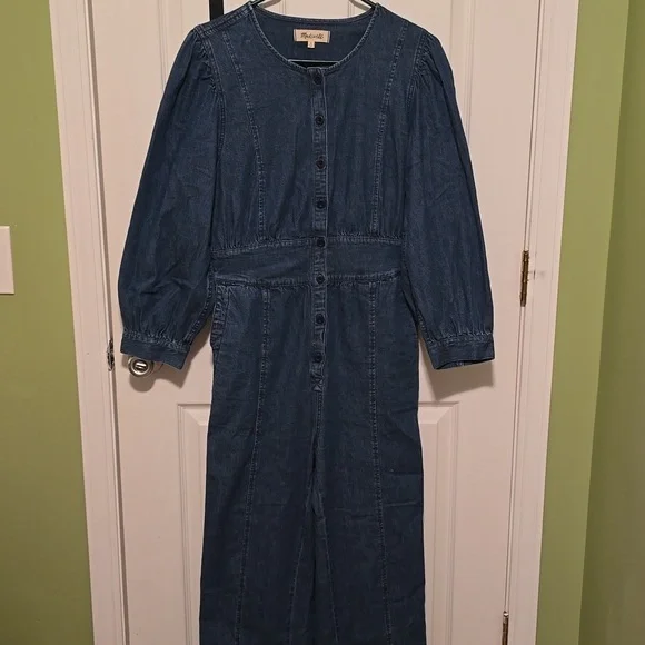 Madewell Straight Leg Stretch Denim Jumpsuit Sz 6 - Picture 6 of 8